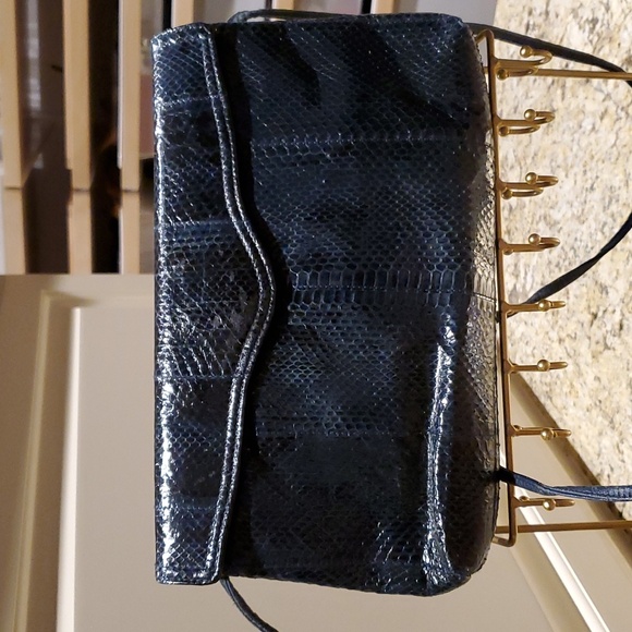 Navy Blue Snakeskin Crossbody/Clutch - Picture 2 of 10